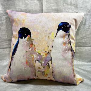 Penquins Watercolor Throw Pillow Cover Modern Square 17x17